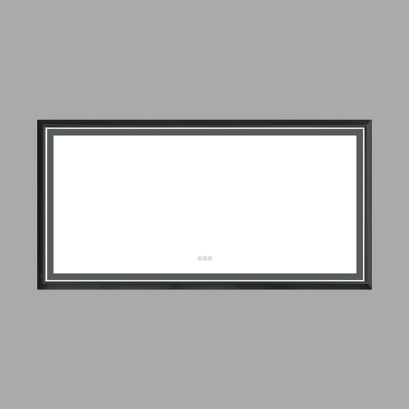 Matte Black 84x48 inch LED Bathroom Mirror with Aluminum Frame, Anti-Fog Lighted Bathroom Vanity Mirror for Wall, Stepless Dimmable, Memory Function, Horizontal/Vertical