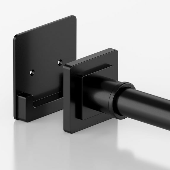 Matte Black Shower Curtain Rod 31-79 inches with Holders, Stainless Steel & Tension Rod, Adjustable for Bathroom, Windows, Closet