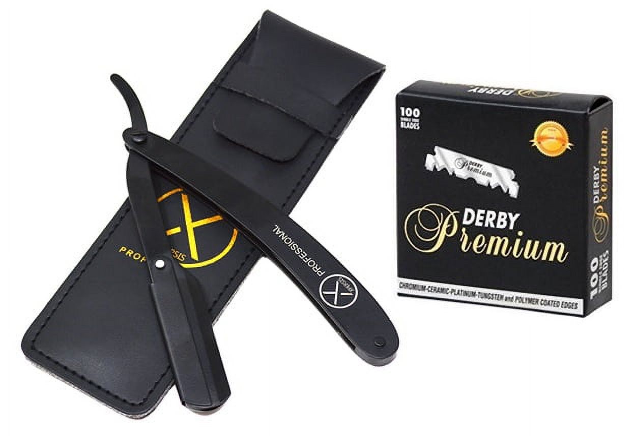 100 BLADES + Facón Professional Classic Straight Edge Barber Razor