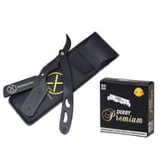 Matte Black Barber Straight Razor German Made Carbon Steel Material With Pouch + 100 Premium Derby Blades Bonus By XPERSIS Professional