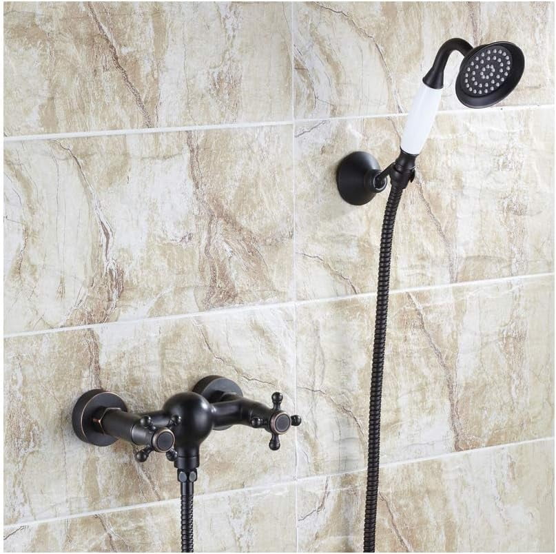 Matte Black Bath Tub Faucet Brass Bathtub Faucets with Hand Shower Double Handle Mixer Taps Wall Mounted for Bathroom,A