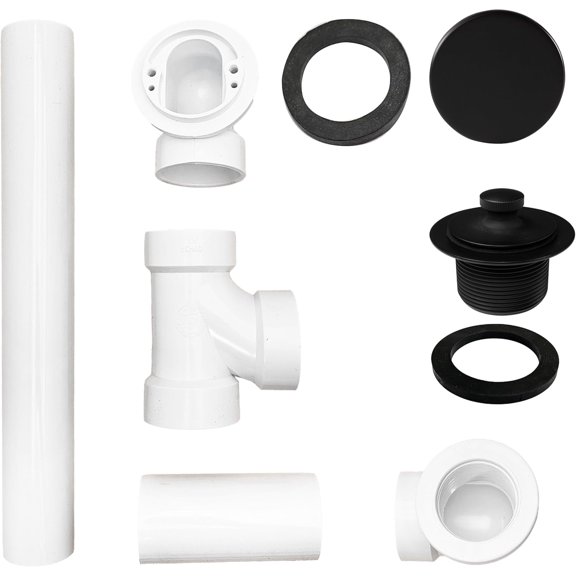 Matte Black Bath Waste Overflow Assembly with Lift Turn Plug for Standard Tub