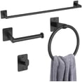 thumbnail image 1 of Matte Black Bathroom Accessories Set,  4 Pieces Bathroom Hardware Set, 24 inch Towel Bar, Towel Racks for Bathroom, Robe Towel Hooks, Toilet Paper Holder Wall Mounted, 1 of 7