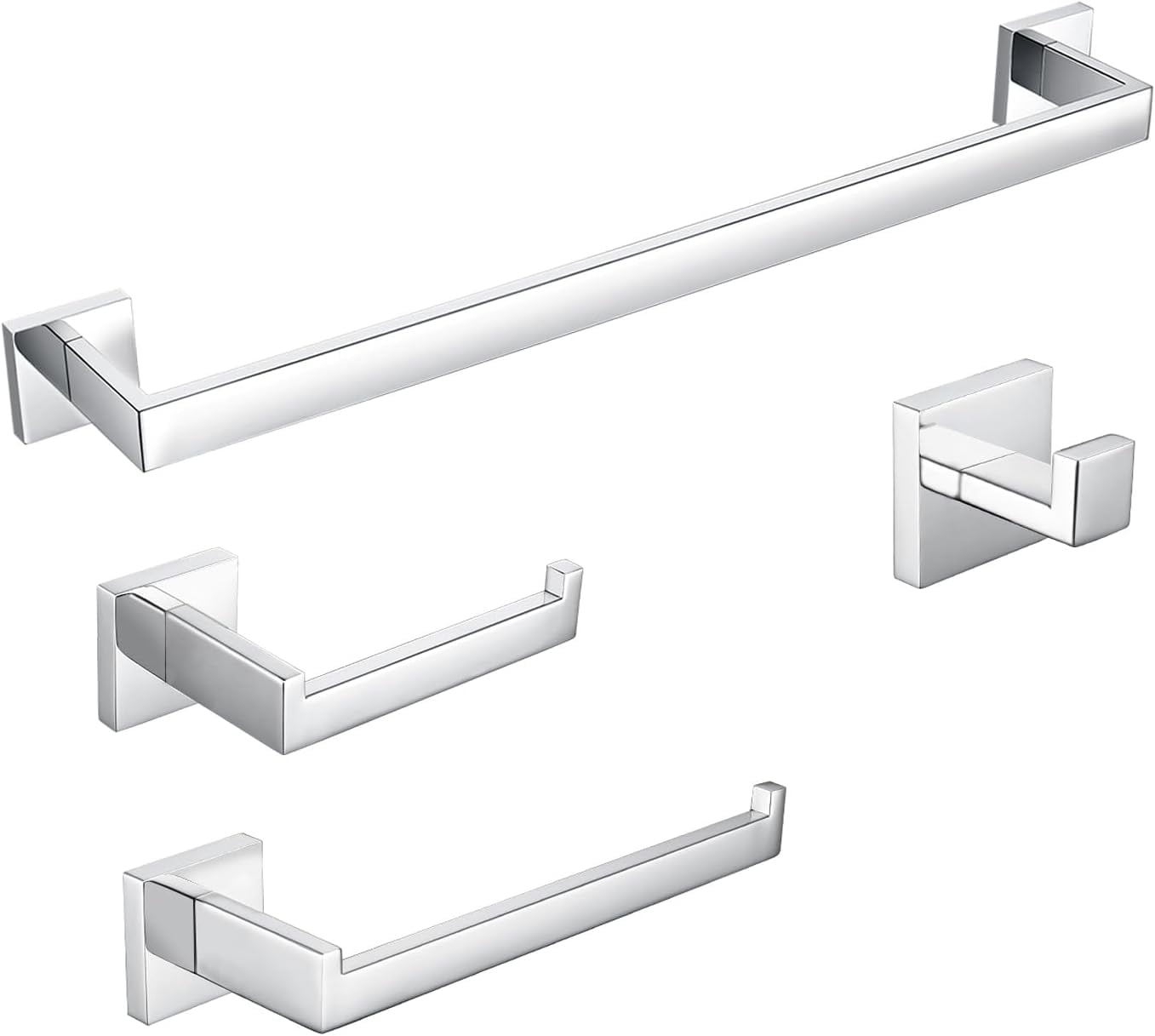 Matte Black Bathroom Accessories Set 4 Pieces, Bathroom Towel Holder ...