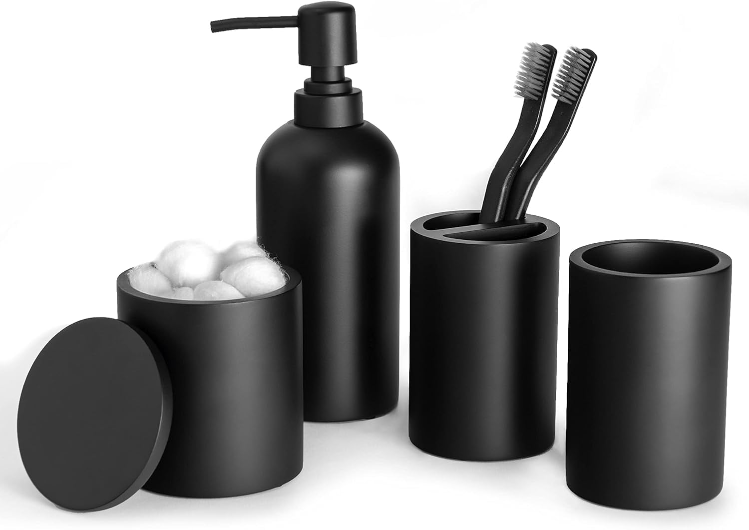 Matte Black Resin 4-Piece Bathroom Accessory Set