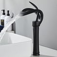 thumbnail image 1 of Matte Black Bathroom Basin Faucet Single Hole Single Handle Brass Waterfall Inlet Pipes Mixer Tap, 1 of 7