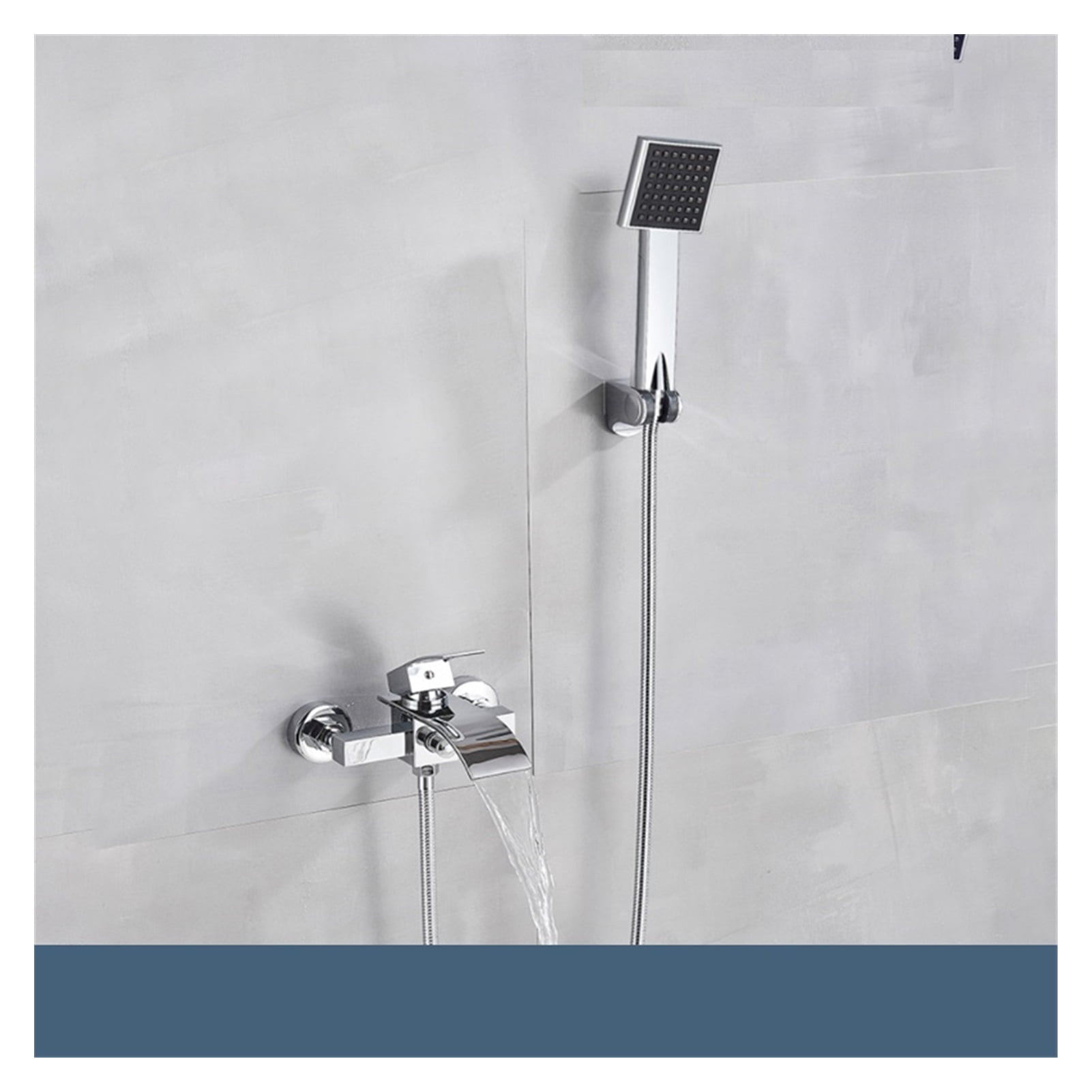 Matte Black Bathroom Bathtub Faucet Waterfall Faucet With Hand Shower Hot and Cold Water Mixer Taps Wall-mounted Bathtub Faucet ,360° Swivel Spout