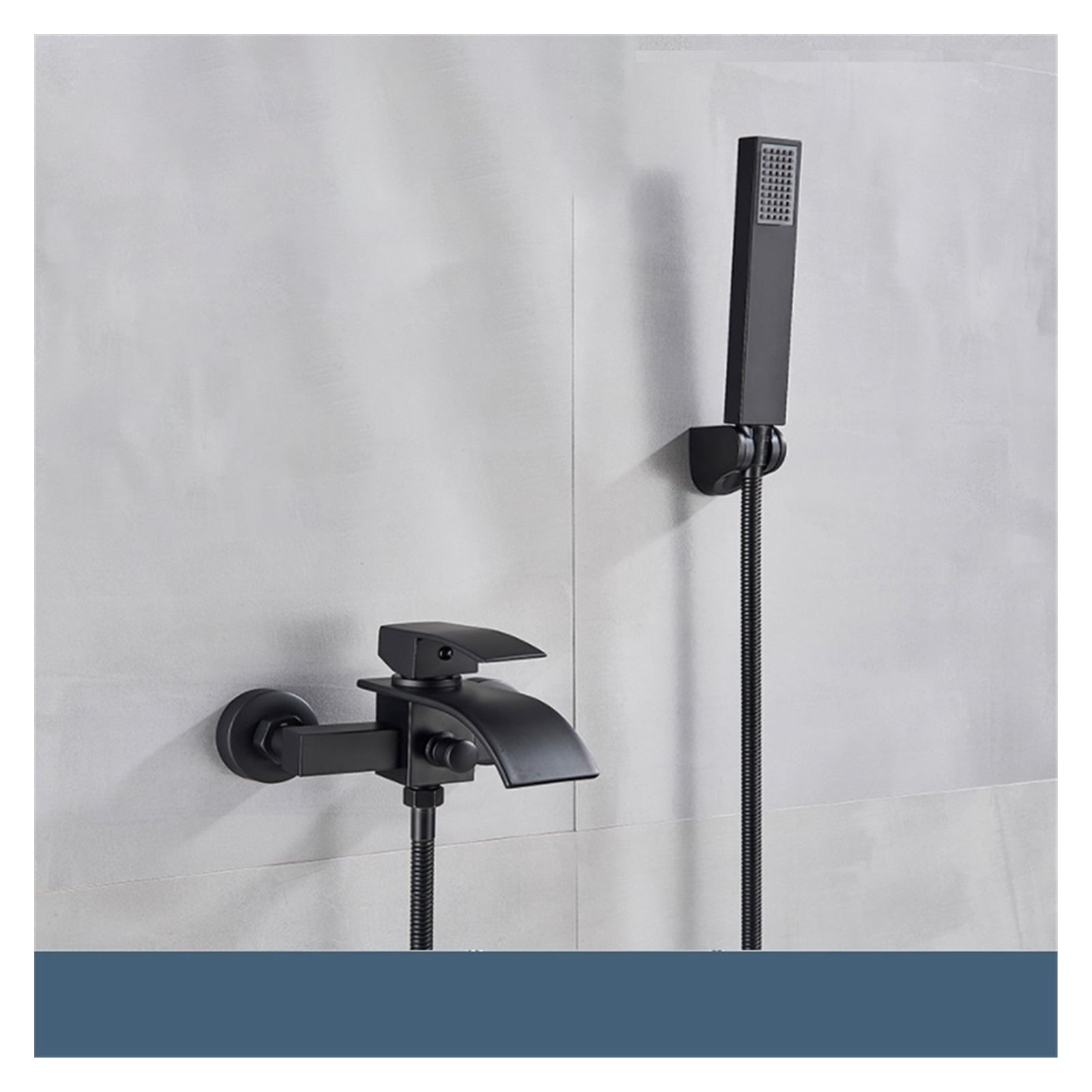 Matte Black Bathroom Bathtub Faucet Waterfall Faucet With Hand Shower Hot and Cold Water Mixer Taps Wall-mounted Bathtub Faucet ,360° Swivel Spout