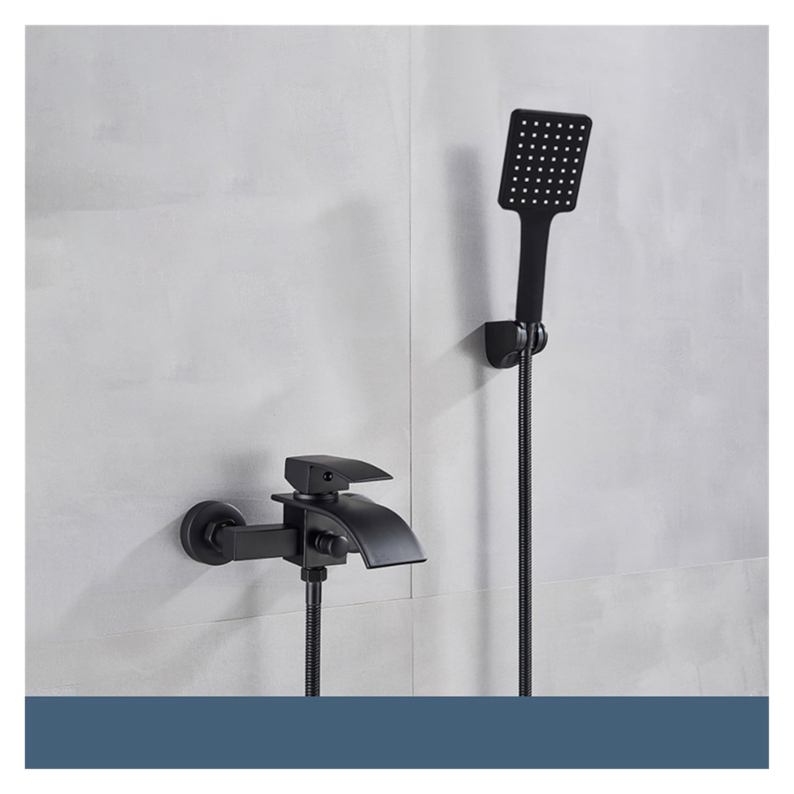 Matte Black Bathroom Bathtub Faucet Waterfall Faucet With Hand Shower Hot and Cold Water Mixer Taps Wall-mounted Bathtub Faucet ,360° Swivel Spout