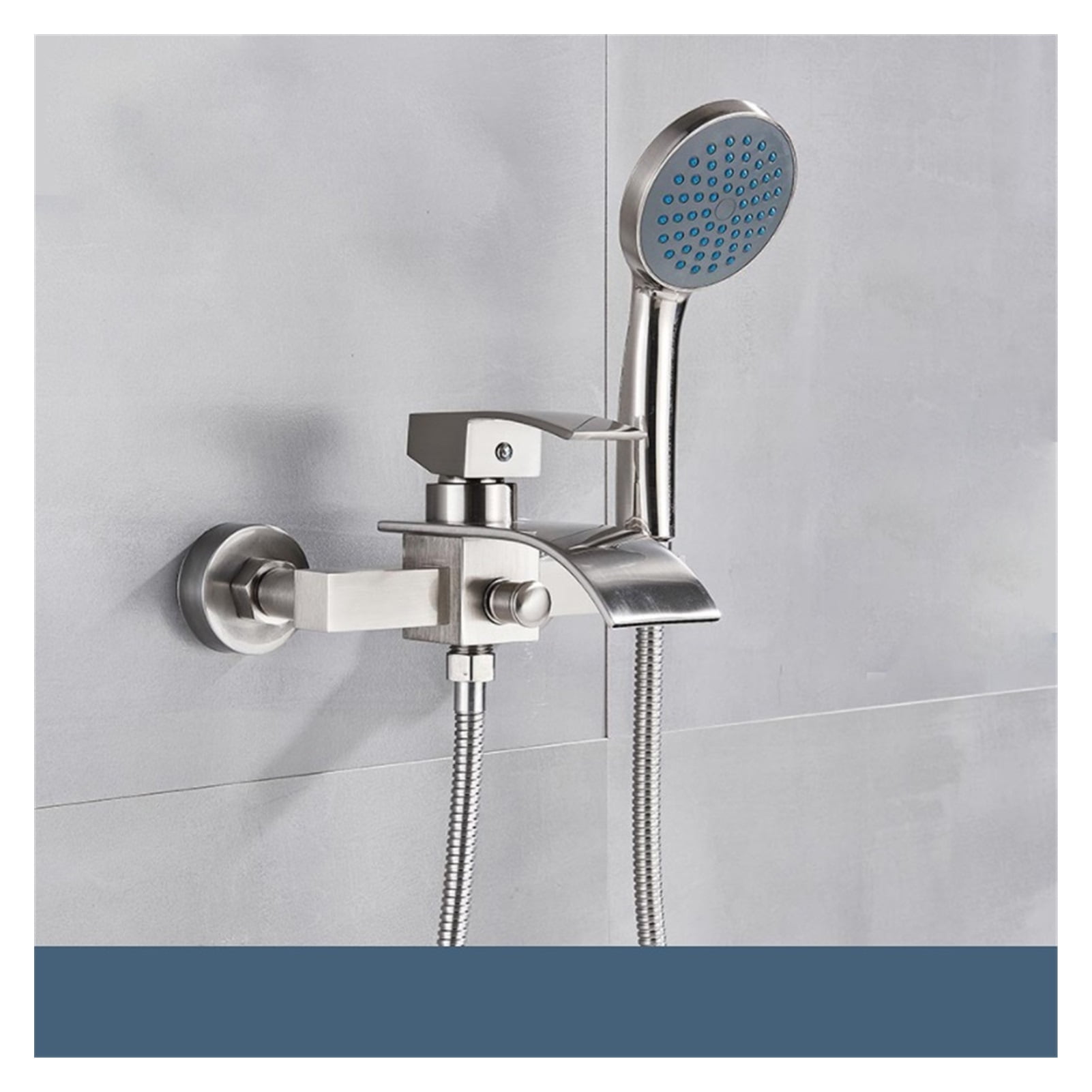Matte Black Bathroom Bathtub Faucet Waterfall Faucet With Hand Shower Hot and Cold Water Mixer Taps Wall-mounted Bathtub Faucet