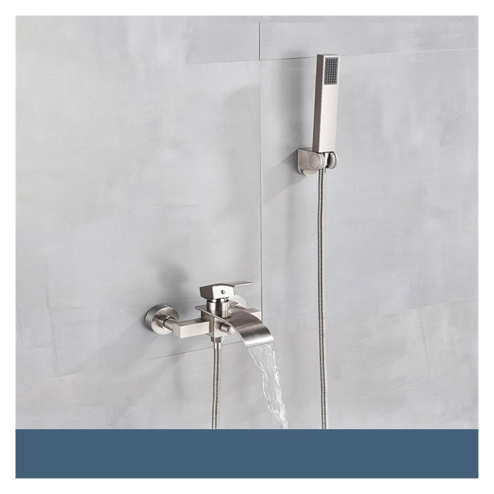 Matte Black Bathroom Bathtub Faucet Waterfall Faucet With Hand Shower Hot and Cold Water Mixer Taps Wall-mounted Bathtub Faucet