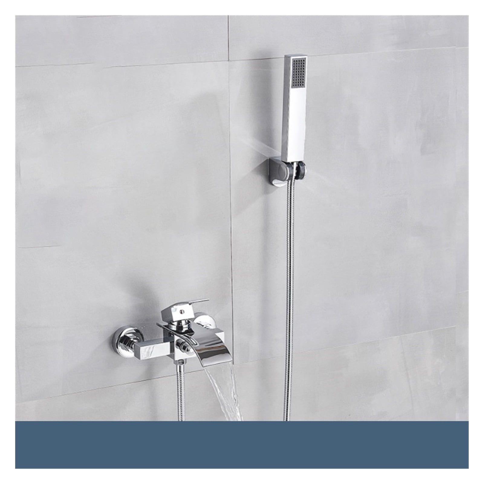Matte Black Bathroom Bathtub Faucet Waterfall Faucet With Hand Shower Hot and Cold Water Mixer Taps Wall-mounted Bathtub Faucet