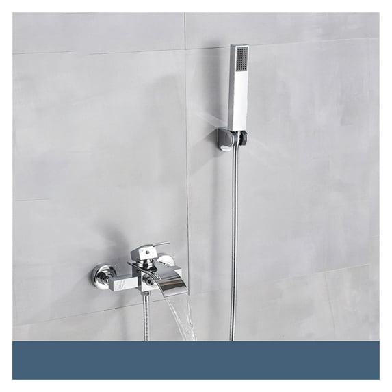 Matte Black Bathroom Bathtub Faucet Waterfall Faucet With Hand Shower Hot and Cold Water Mixer Taps Wall-mounted Bathtub Faucet