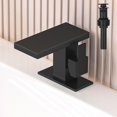 thumbnail image 1 of Matte Black Bathroom Faucet for 1 Hole Waterfall Faucet with Pop-up Drain, Bathroom Sink Faucet, Single Handle Single One Hole Vanity Faucet cUPC Water Supply Line, 6 Inch Deck Plate, 1 of 12