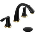 thumbnail image 1 of Matte Black Bathroom Faucet 3 Hole, Lava Odoro 8 inch Widespread Bathroom Faucet 2 Handle Bathroom Sink Faucet Vanity Faucet with Drain Assembly Supply line, BF405-MB, 1 of 16