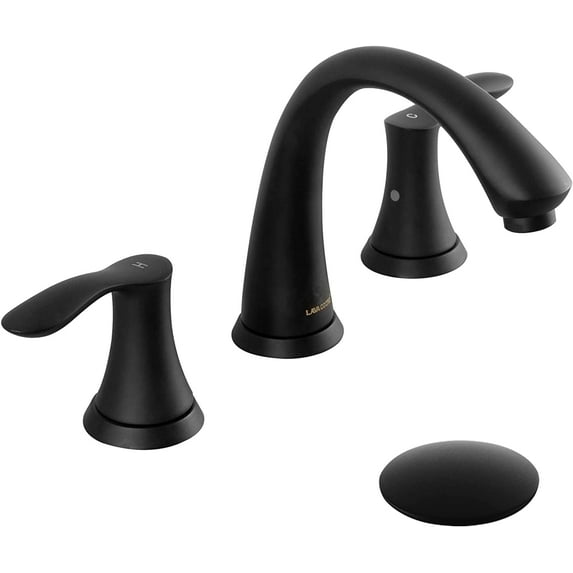Matte Black Bathroom Faucet 3 Hole, Lava Odoro 8 inch Widespread Bathroom Faucet 2 Handle Bathroom Sink Faucet Vanity Faucet with Drain Assembly Supply line, BF405-MB