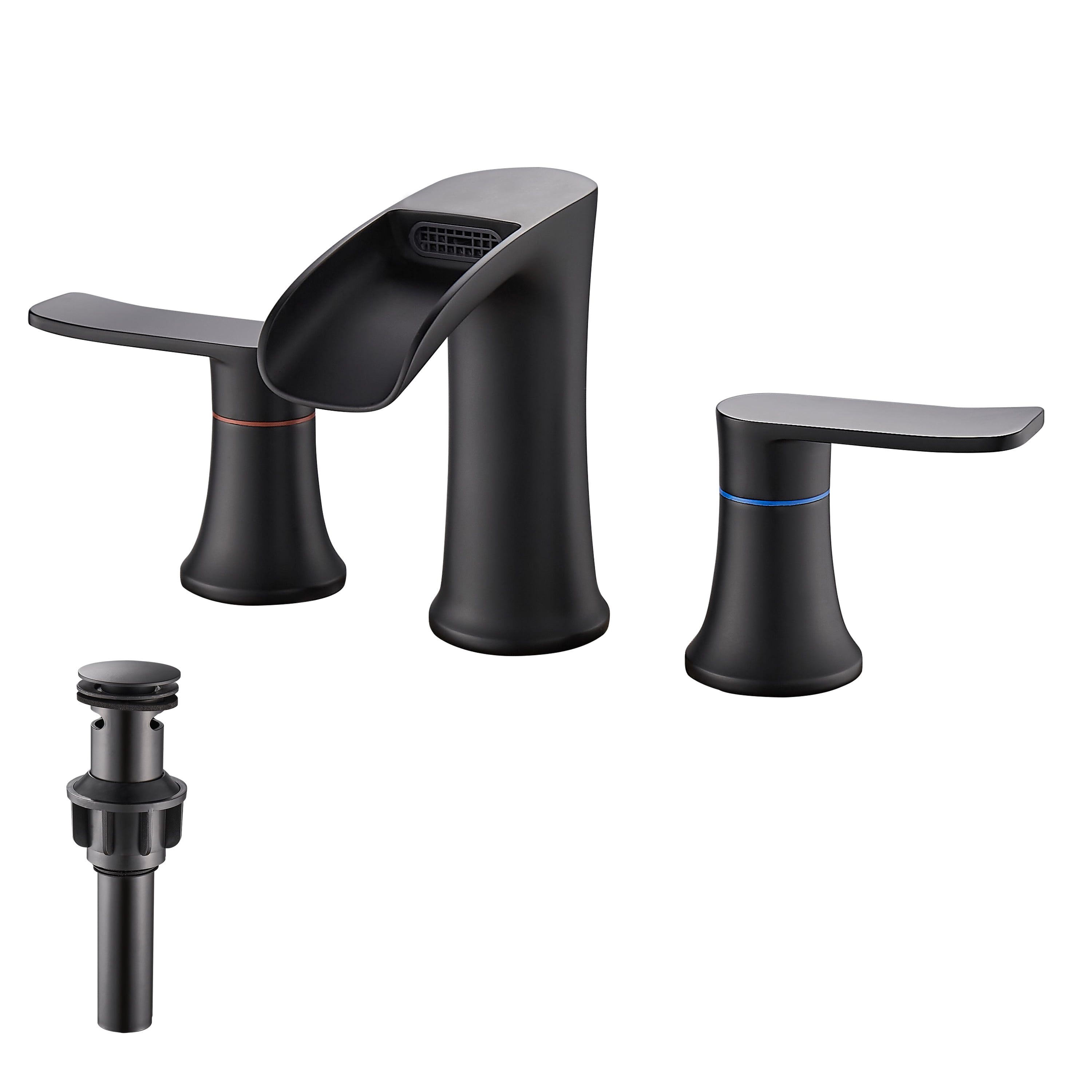 Yundoom Matte Black Bathroom Faucet, 8 inch Widespread, 3 Hole ...
