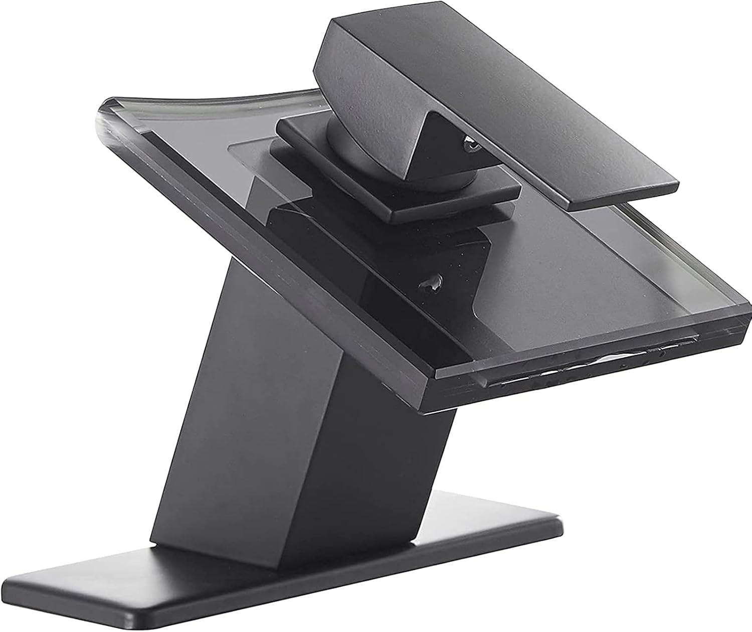 Matte Black Glass Waterfall Bathroom Faucet with Single Handle