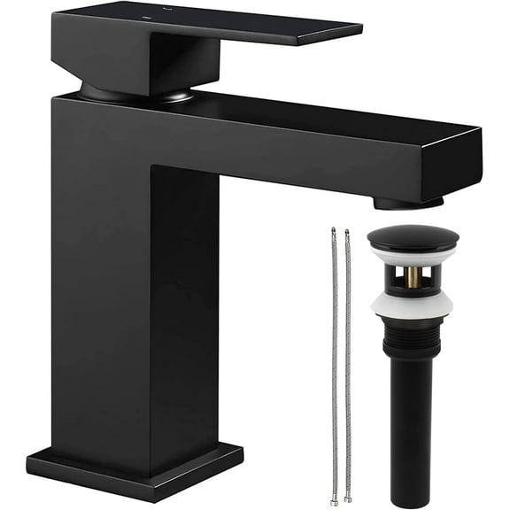 Matte Black Bathroom Faucet - HausinLuck Modern Lead-Free Lavatory Bathroom Sink Faucet with All Metal Pop Up Drain