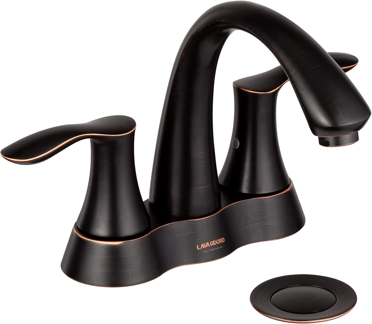 Matte Black Bathroom Faucet Single Hole, Lava Odoro Modern Two Handle Bathroom Sink Faucet Black Vanity Faucet Lavatory Tap With Pop Up Drain Assembly Suppply Line, Deck Plate Included, BF555-MB - View #2