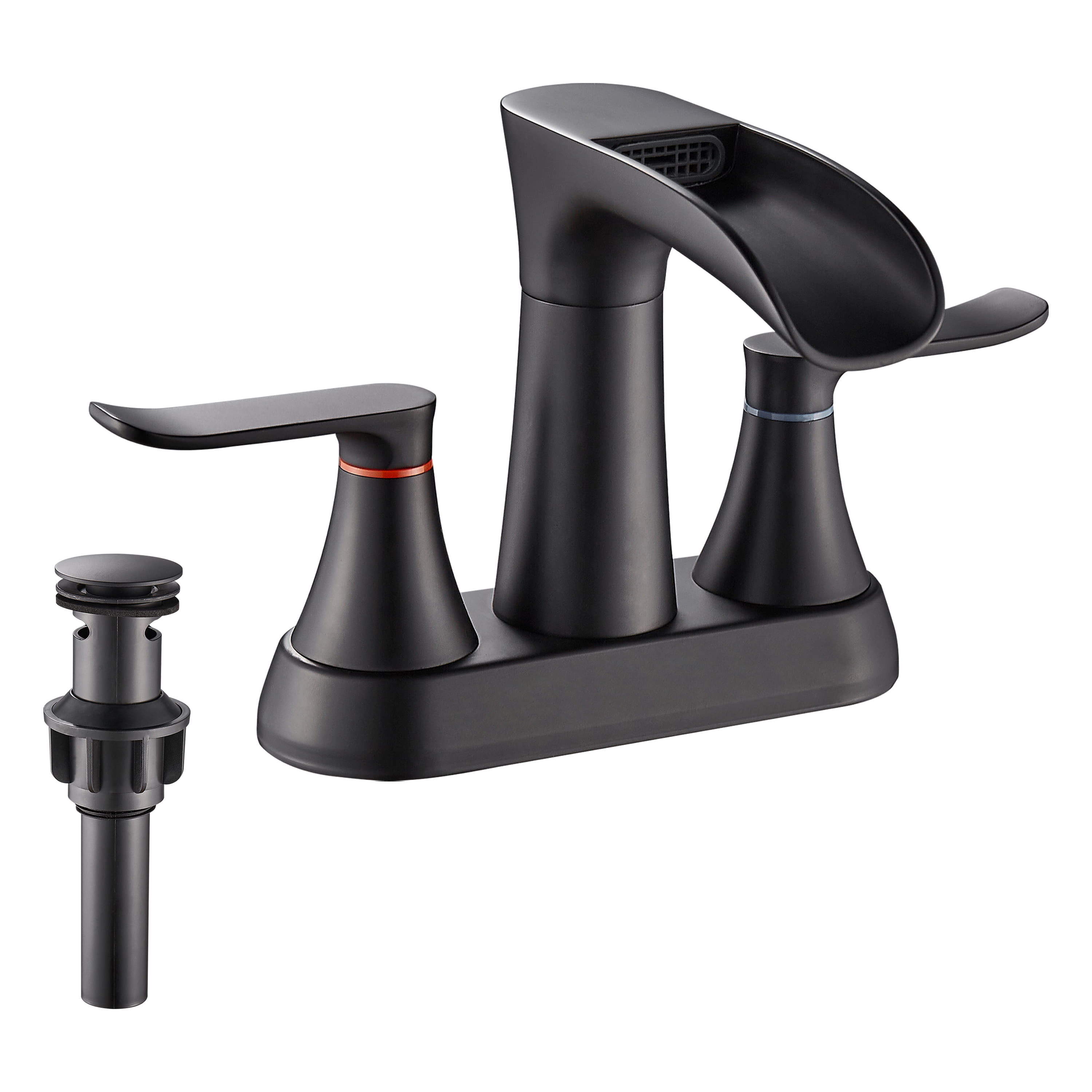 Yundoom Matte Black 4 Inch Centerset Bathroom Faucet, 2 Handle, 3 Hole ...