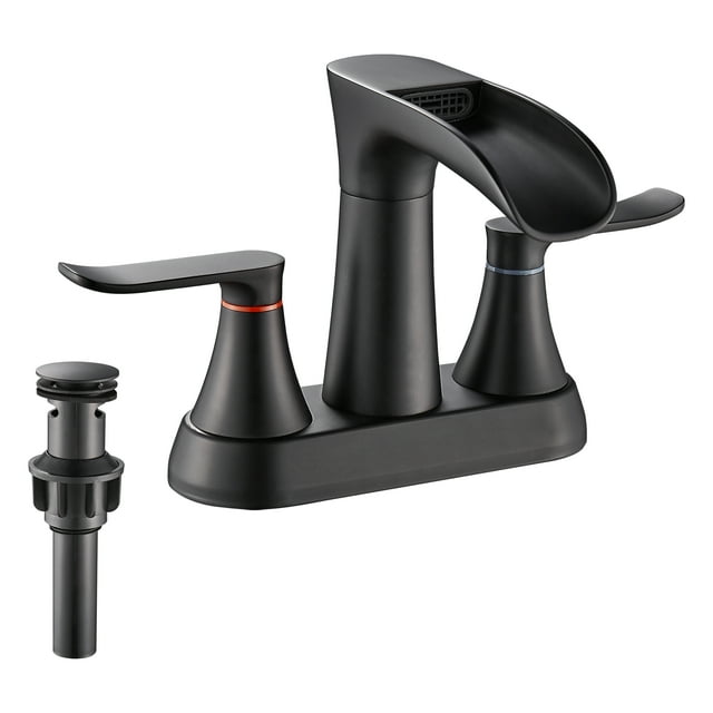 Yundoom Matte Black 4 Inch Centerset Bathroom Faucet, 2 Handle, 3 Hole