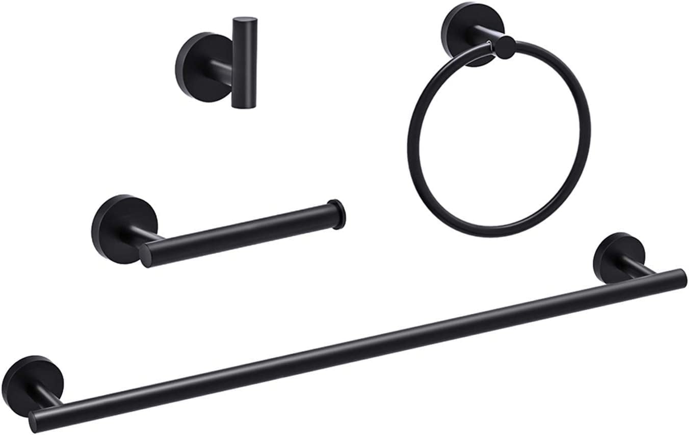 Matte Black Bathroom Hardware Set, Includes 18Inch Bath Towel Bar