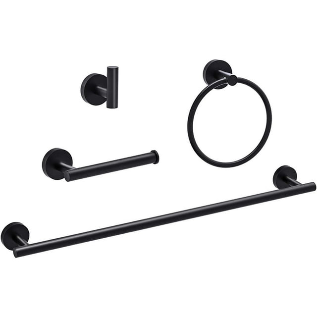 Matte Black Bathroom Hardware Set, Includes 18Inch Bath Towel Bar