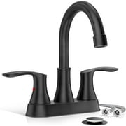 Matte Black Bathroom Sink Faucet 2 Handle 4 Inch Centerset Vanity Mixer Faucet