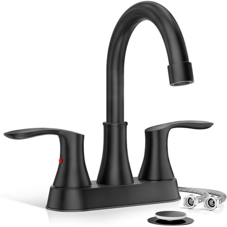 Matte Black Bathroom Sink Faucet 2 Handle 4 Inch Centerset Vanity Mixer Faucet