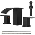 thumbnail image 1 of Matte Black Bathroom Sink Faucet 8 Inch Widespread Faucets Set with Pop Up Drain 3 Hole 2 Handles Stainless Steel Lavatory Vanity Faucet Waterfall Spout Deck Mounted, 1 of 9