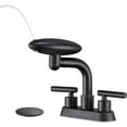 thumbnail image 1 of Matte Black Bathroom Sink Faucet,Modern 3 Hole Bathroom Faucet 2 Handle 4 Inch Centerset with 4 Water Outlet Modes, 360? Swivel Spout & Pop-Up Drain, 1 of 14