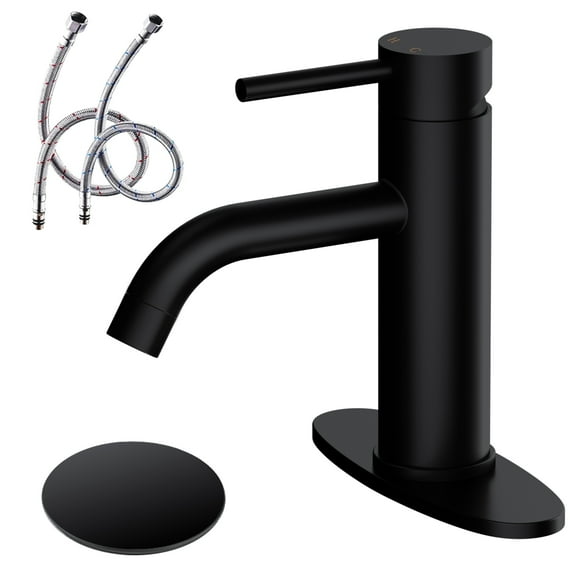 Matte Black Bathroom Sink Faucet Single Handle Bathroom Faucet Black Single Hole Vanity Faucet Modern RV Faucet Deck Mount 1 Hole or 3 Hole