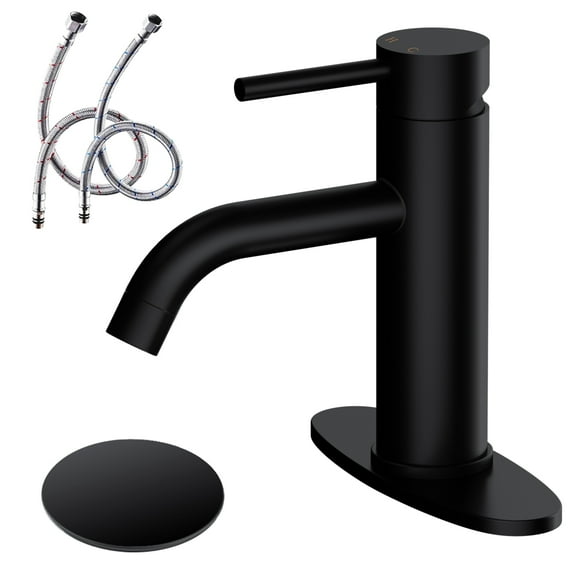 Matte Black Bathroom Sink Faucet Single Handle Bathroom Faucet Black Single Hole Vanity Faucet Modern RV Faucet Deck Mount 1 Hole or 3 Hole