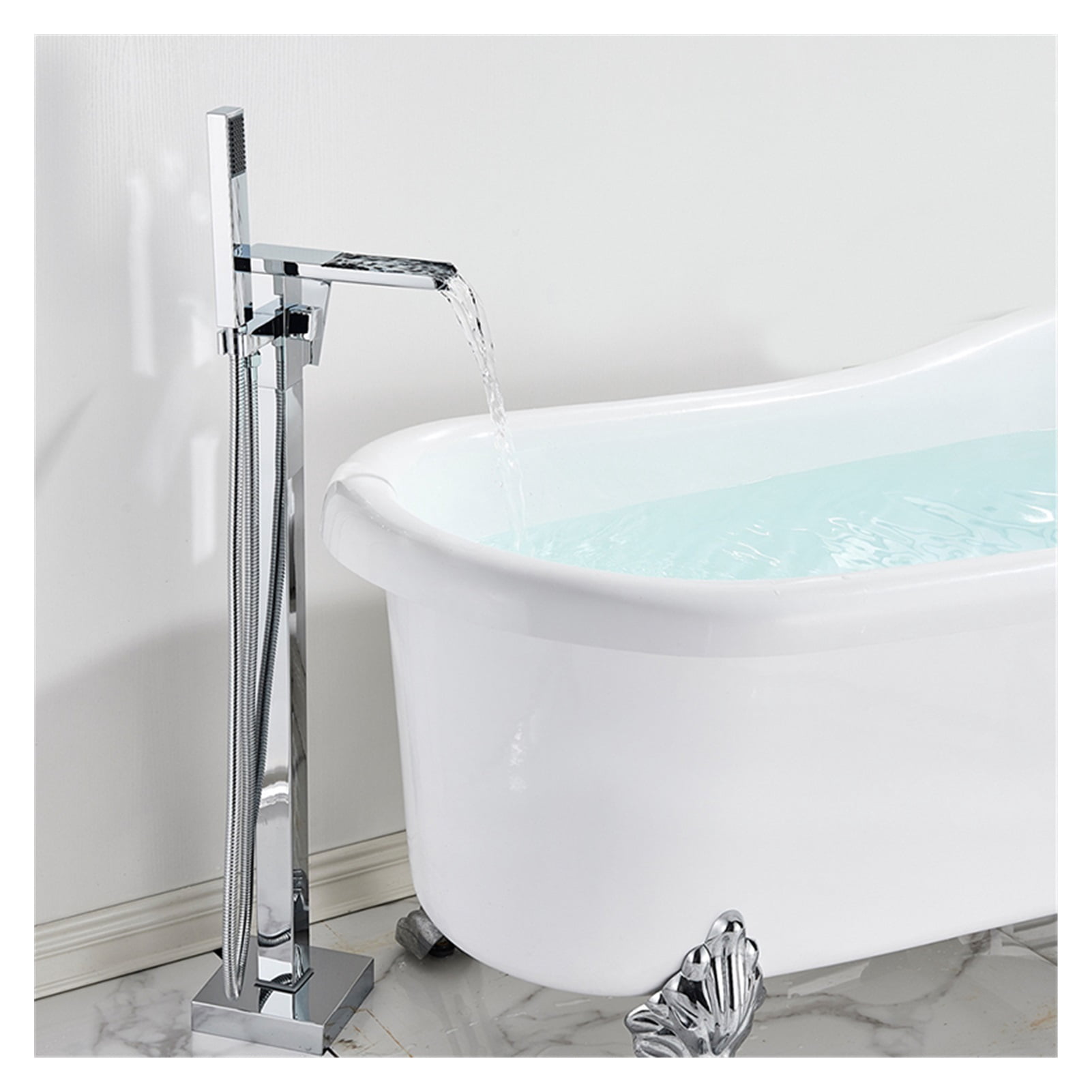 Matte Black Bathroom Standing Bathtub Faucet Tub Waterfall Spout ...