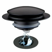 Matte Black Universal Bathtub Drain Stopper, Pop up Brass Tub Drain Stopper, EZ Install