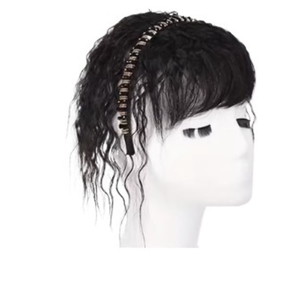 Matte Black Braided Corn Perm Wig with Layered Bangs - Full Head Coverage for Daily Wear and Special Occasions