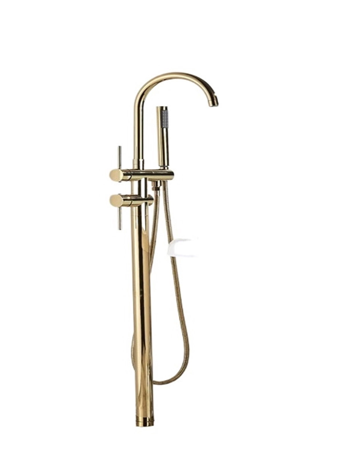 Matte Black Brass Bathroom Tub Faucet, Floor Mounted Free Standing Bathtub Shower Mixer Taps, Hot Cold Water Crane Swivel Spout ,Easy to Install