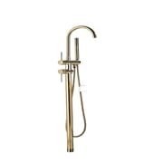 Matte Black Brass Bathroom Tub Faucet, Floor Mounted Free Standing Bathtub Shower Mixer Taps, Hot Cold Water Crane Swivel Spout ,Easy to Install