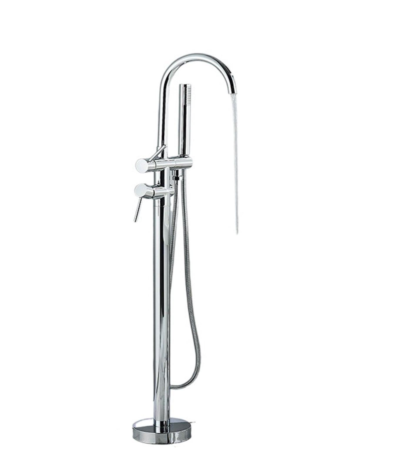 Matte Black Brass Bathroom Tub Faucet, Floor Mounted Free Standing Bathtub Shower Mixer Taps, Hot Cold Water Crane Swivel Spout ,Easy to Install