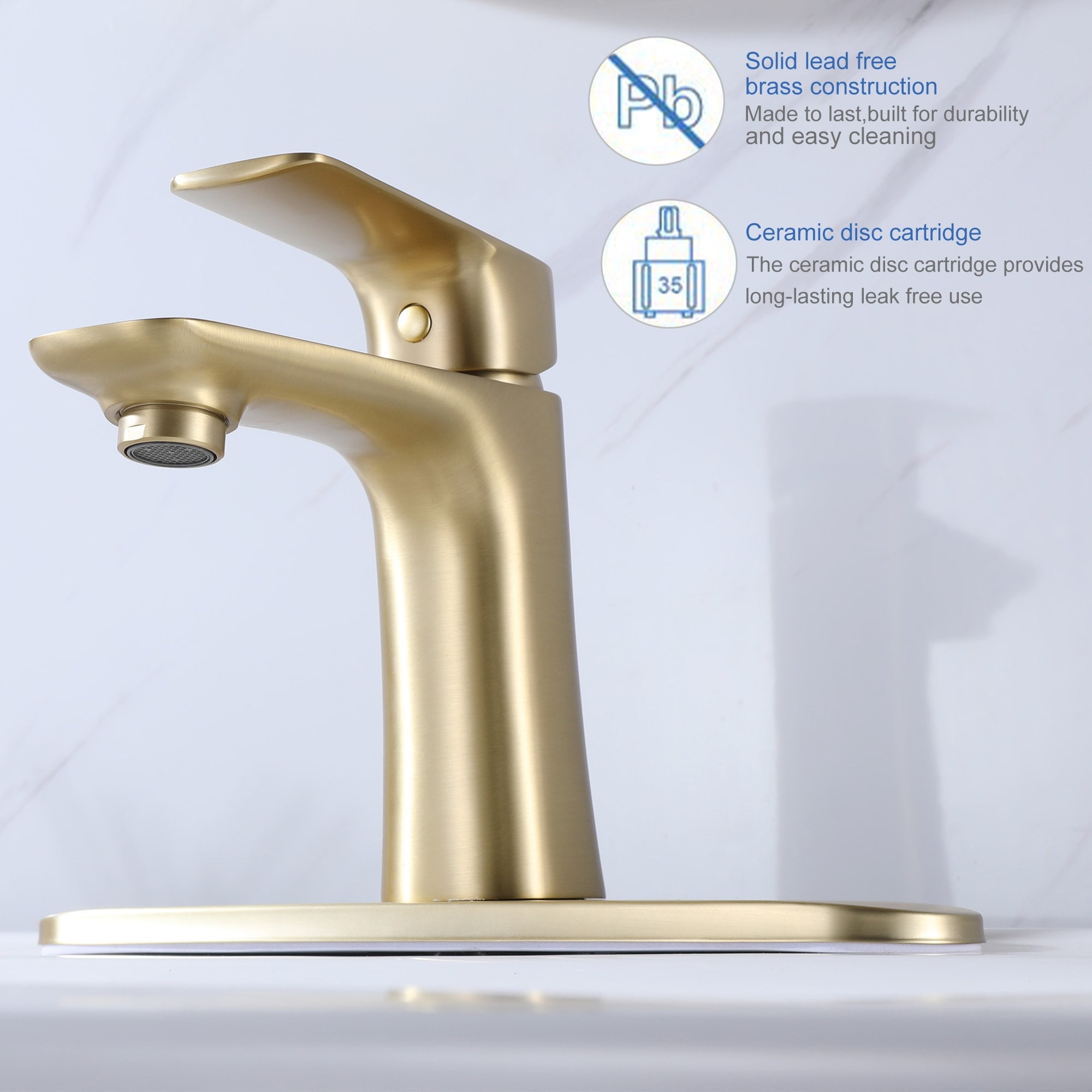 Matte Black / Brushed Gold Single Handle Bathroom Faucet for Sink 1 ...