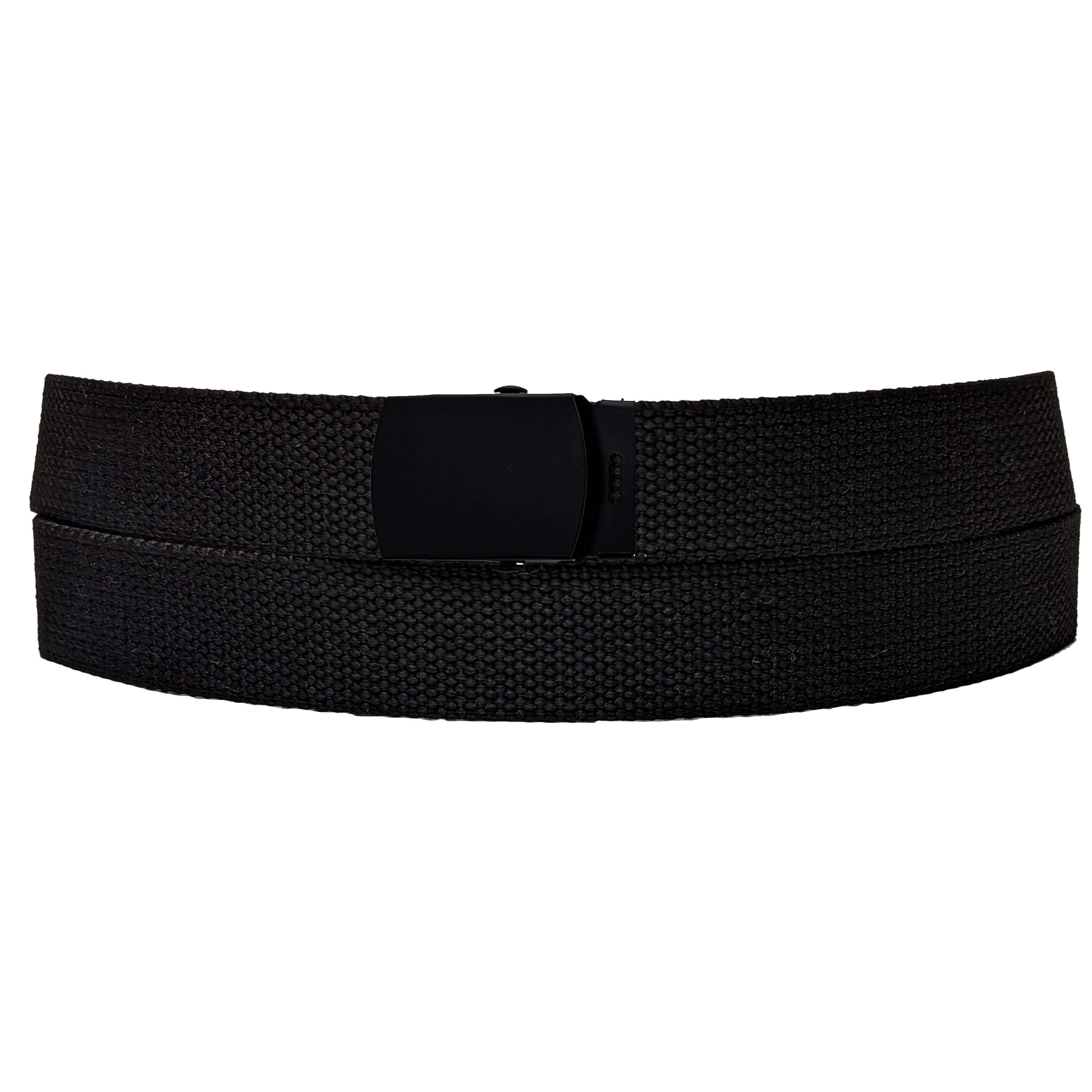 Black 100% Nylon Web Belt with Black Metal Buckle, 1 1/4