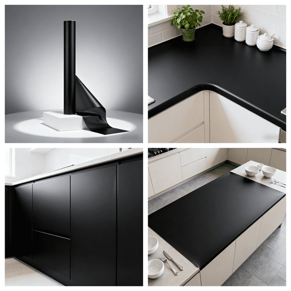 Matte Black Cabinet Film 1x5 2x5 4.8x5 FT - Waterproof Oil-Proof Peel & Stick Vinyl for Kitchen Cabinet, Countertop, Easy Clean DIY Home Renovation