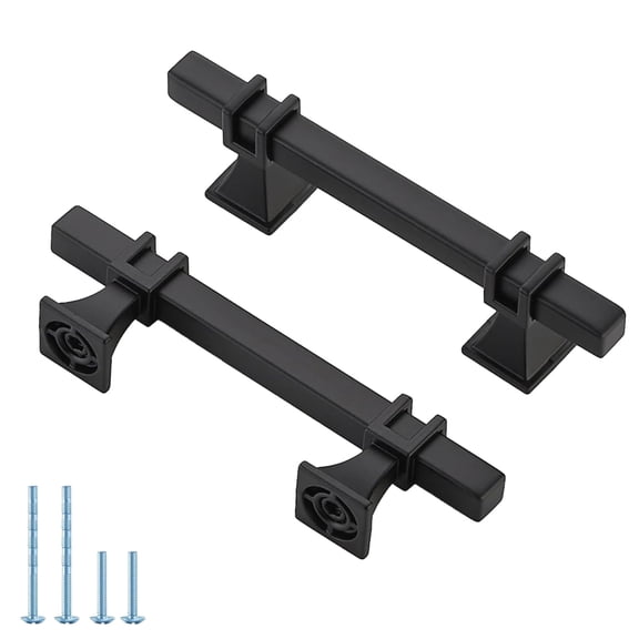 Matte Black Cabinet Handles 10 Pack, 5 Inch Square Drawer Pulls, Zinc Alloy Hardware with 3 Inch Hole Center