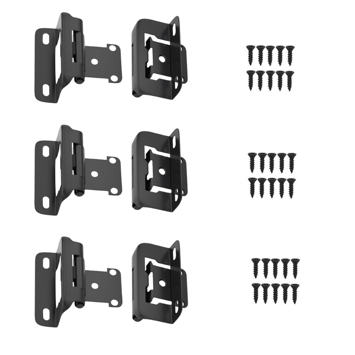 Matte Black Hinges, 1/2 inch Overlay Partial Wrap Self Closing