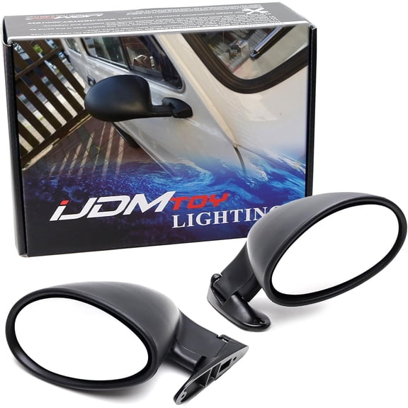 Matte Black California Retro Rally Motorsport Style Universal Oval Rear View Side Mirrors For Sports or Street Cars