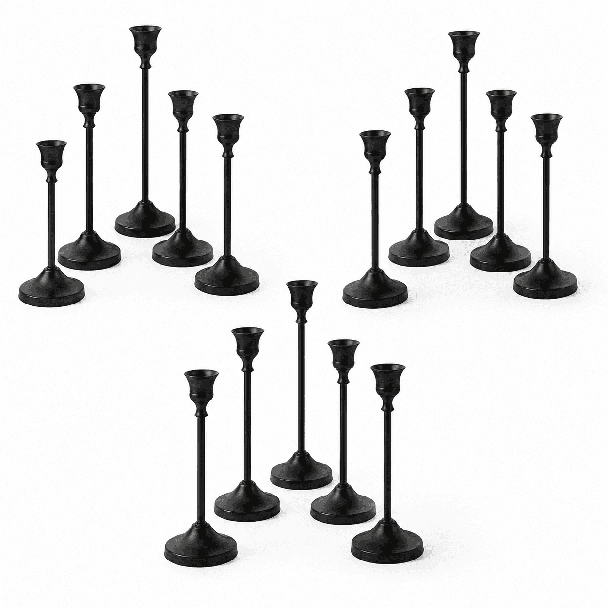015 12 Matte Black Candlestick Holders 12 Metal Taper Candle Holder - Walmart.com