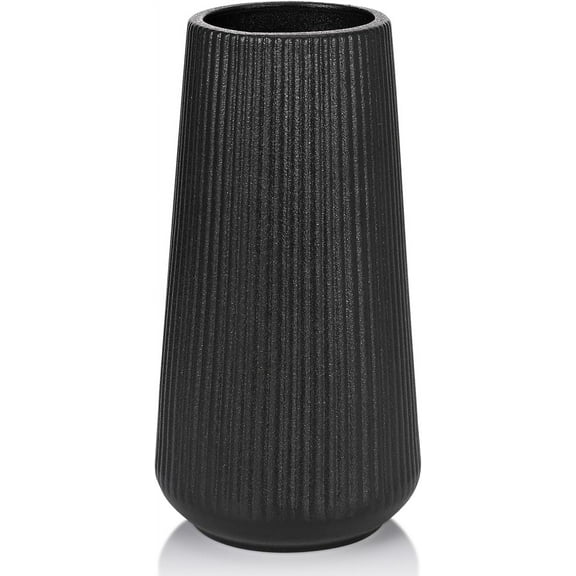 Matte Black Ceramic Vase,  Small Cute Flower Vase for Pampas Grass, Home, Living Room, Dining Table, Farmhouse, Office Decor, Bedroom, Table, and Kitchen Shelf (Matte Black)