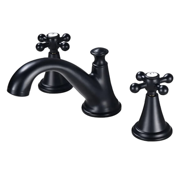 Matte Black Chrome Bathroom Basin Faucet Taps, Sink Faucet Double Handles 3 Pcs Bathroom White Bathtub Faucets Tap - Modern Design