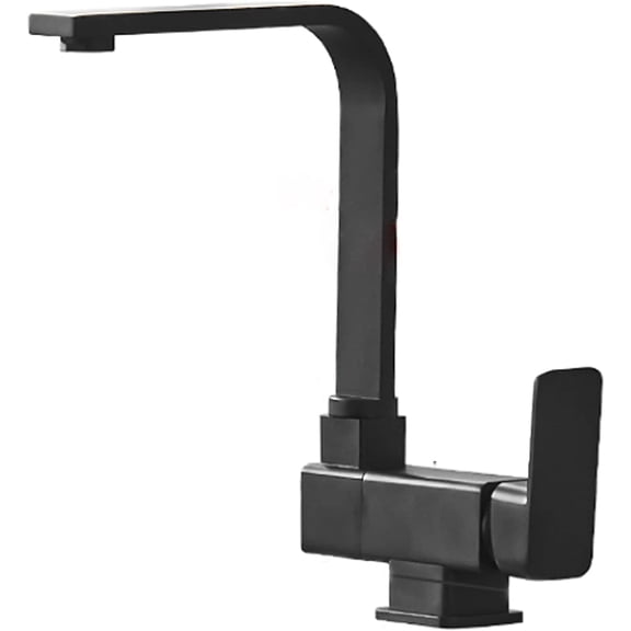Matte Black Copper Kitchen Sink Single Handle Hot and Cold Water Mixer Tap, 360Rotation 90 Flip Folding Kitchen Inner Opening Window Low Faucet